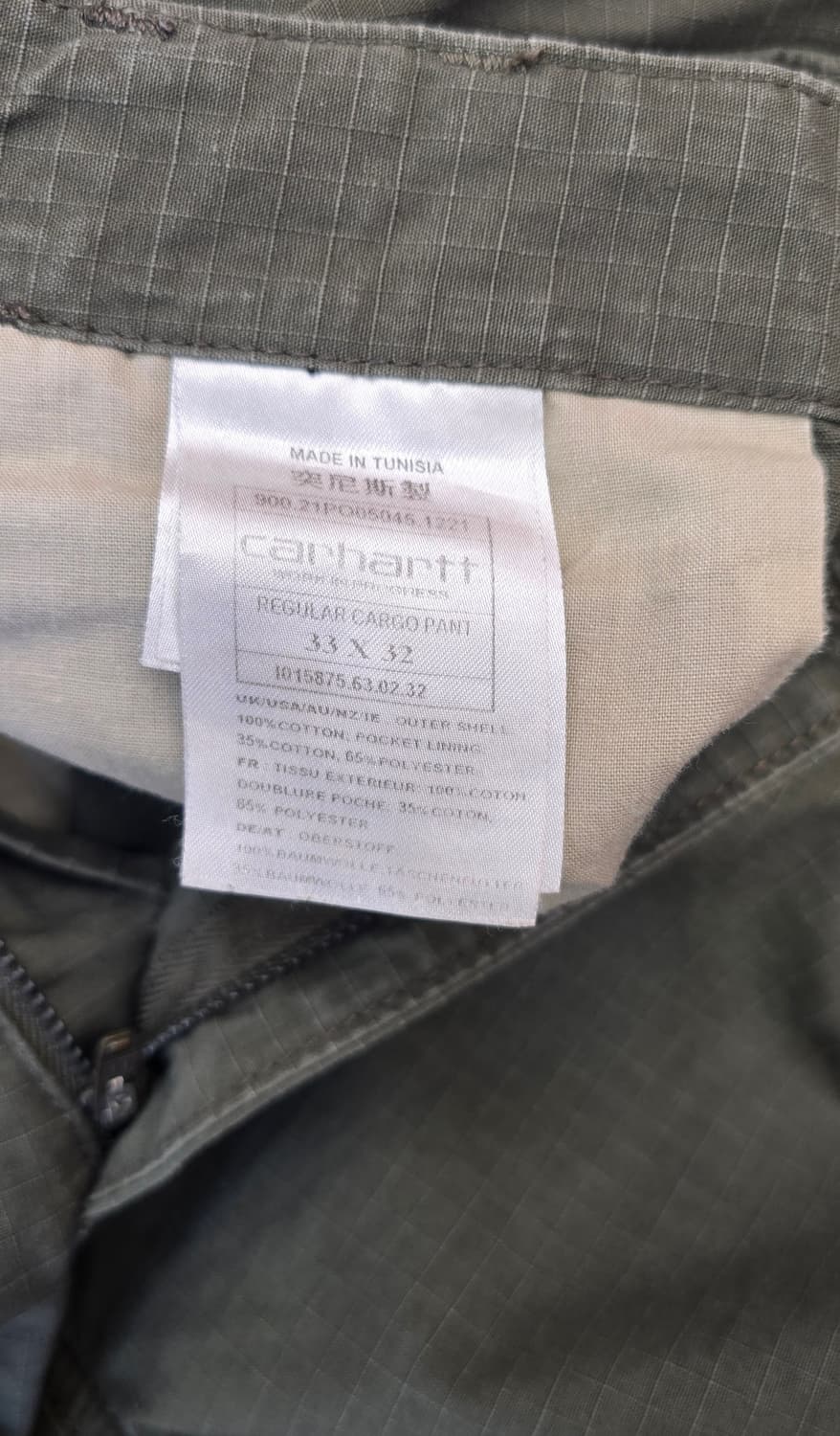 칼하트 레귤러 카고 바지 33 올리브 상품이미지5