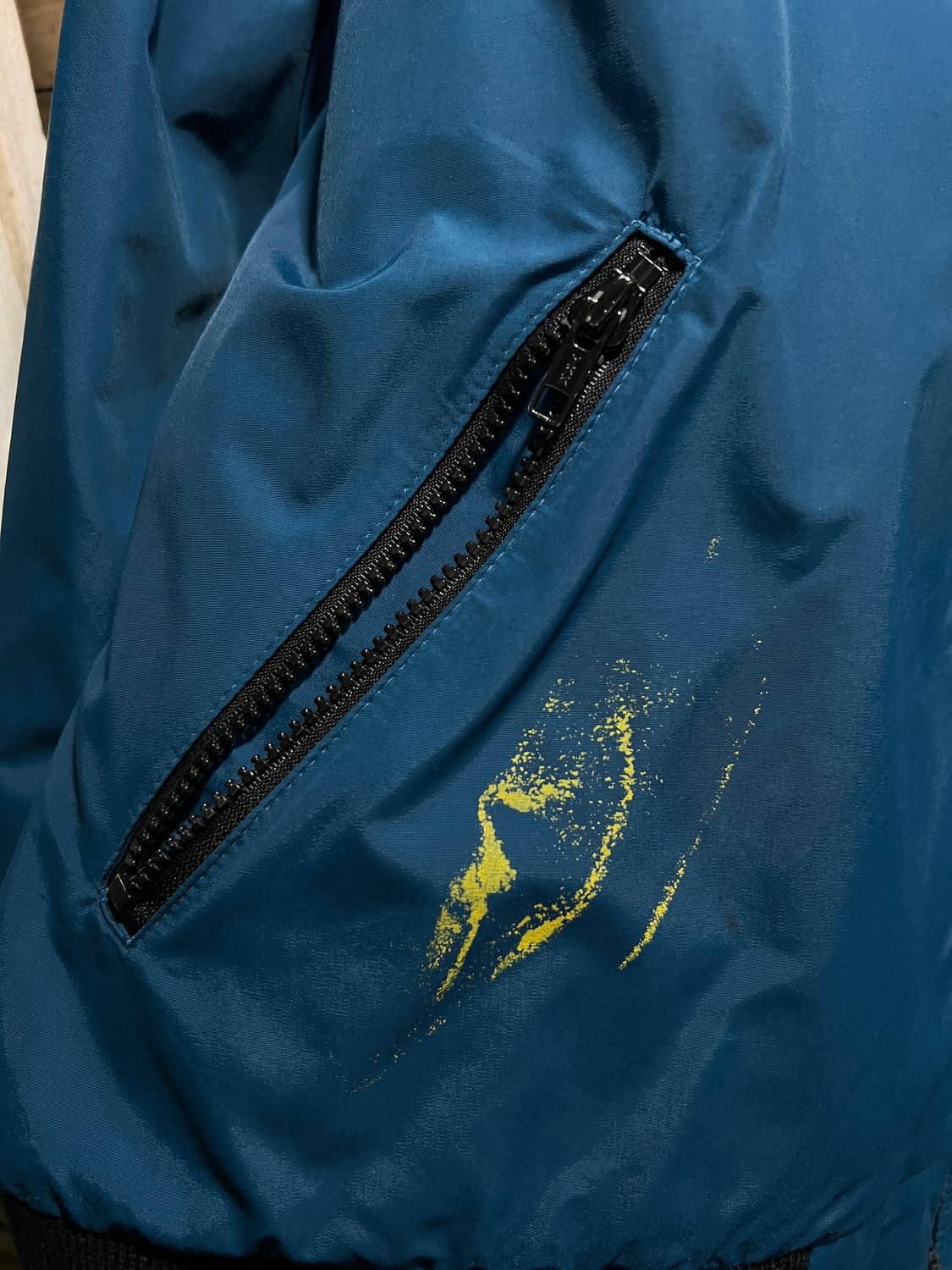 [L]90's 엘엘빈 USA Made 페인티드 블루그린 나일론 웜업 자켓 상품이미지5