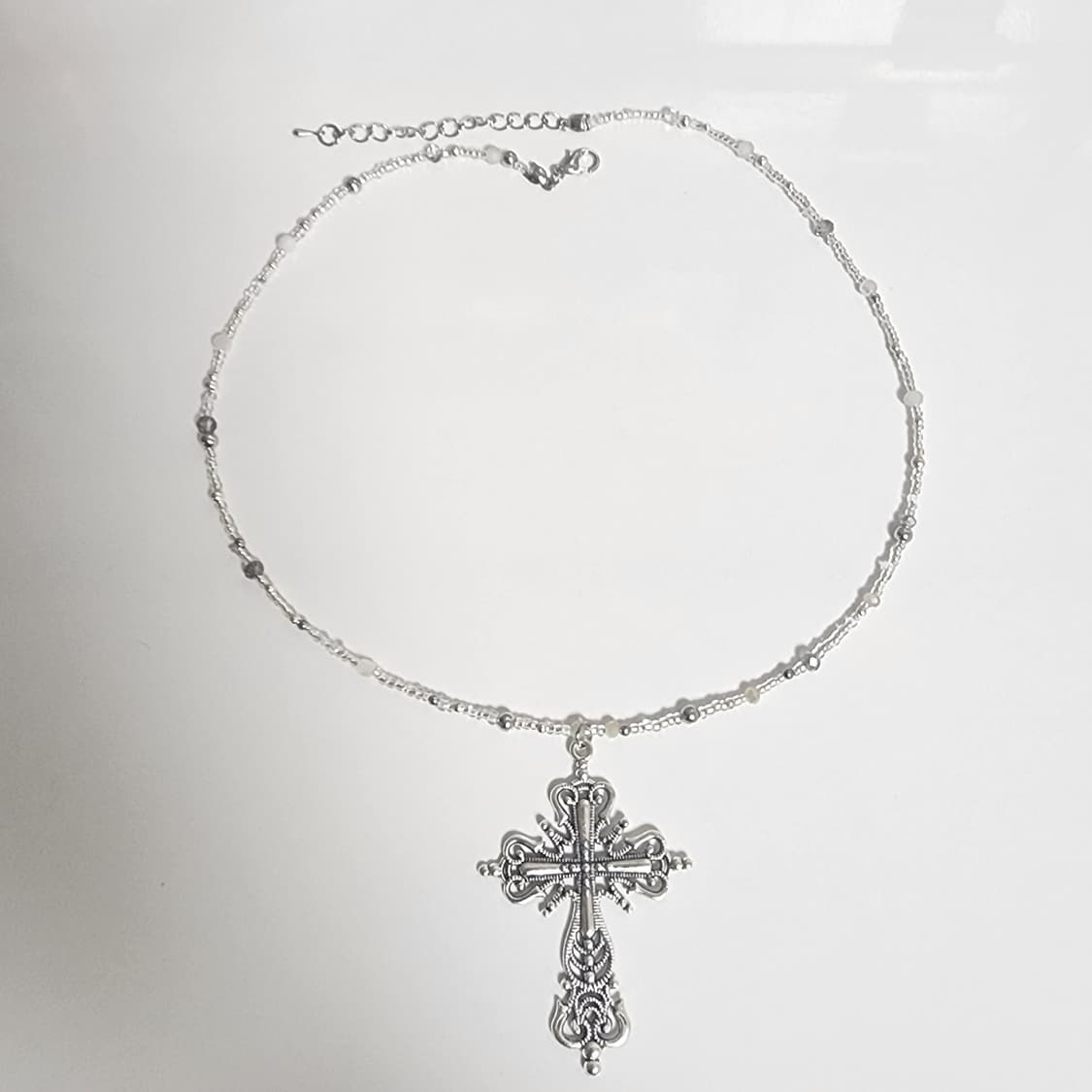 대형 십자가 실버 목걸이 상품이미지1