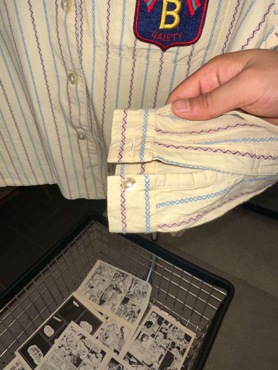 Japanese stripe pattern patch shirt 상품이미지4