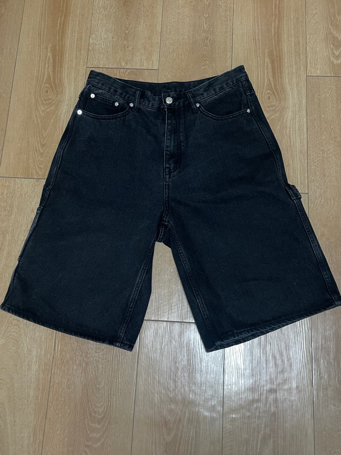 브랜디드 카펜터 데님 반바지 블랙 30 상품이미지1