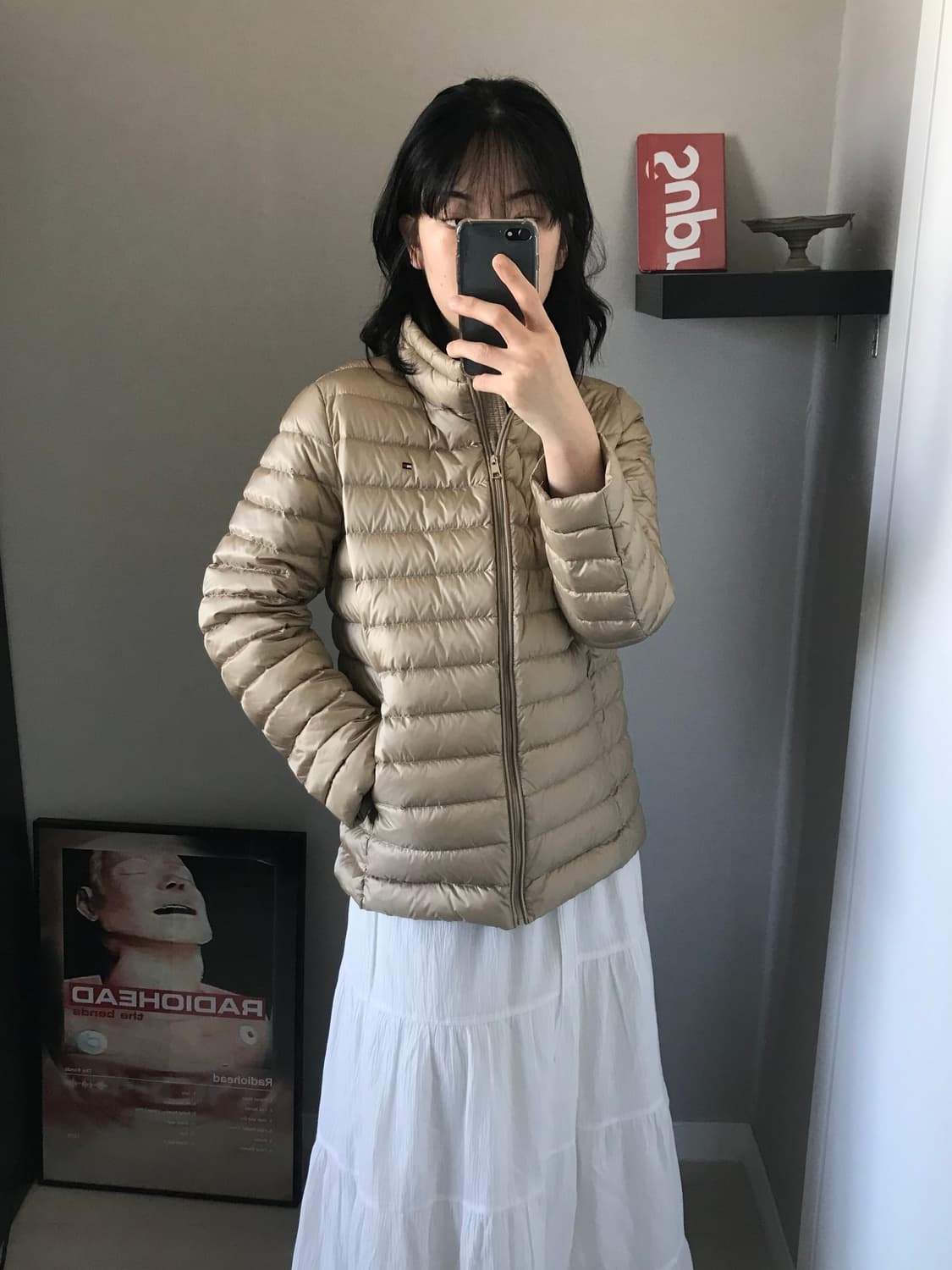 타미힐피거 로고 베이지 경량 패딩 상품이미지4