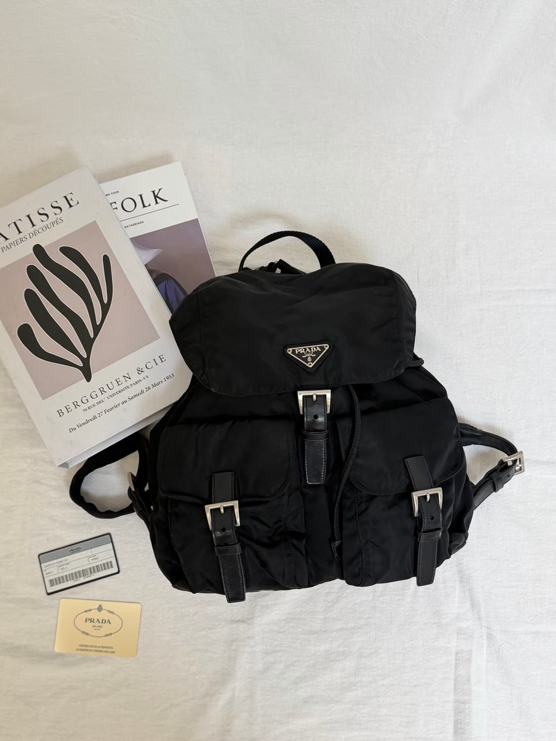 정품 프라다 나일론 블랙 투포켓 백팩 상품이미지2