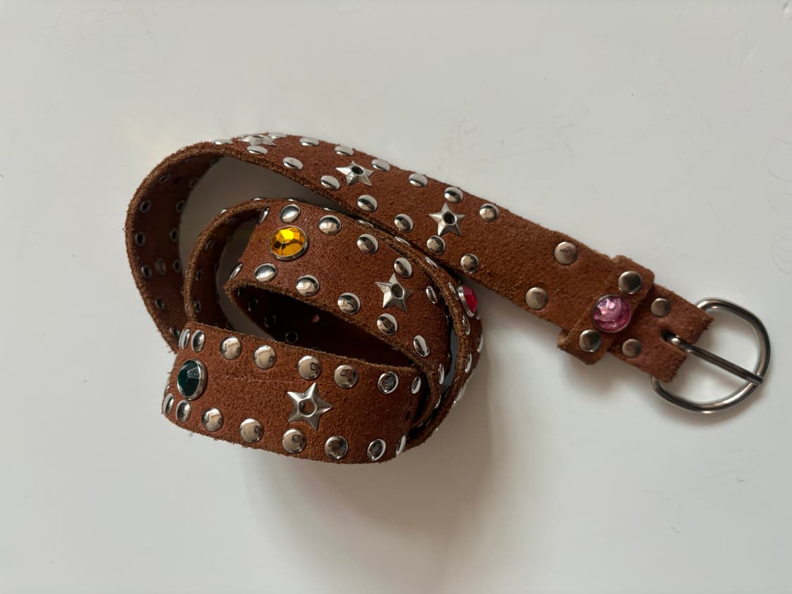 빈티지 스터드 리얼 가죽 벨트  상품이미지1