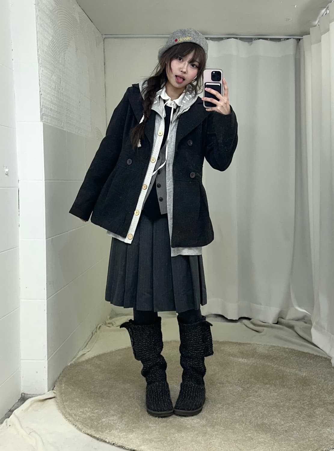 그레이 너드 니혼진 프레피 코트 코디세트 상품이미지1