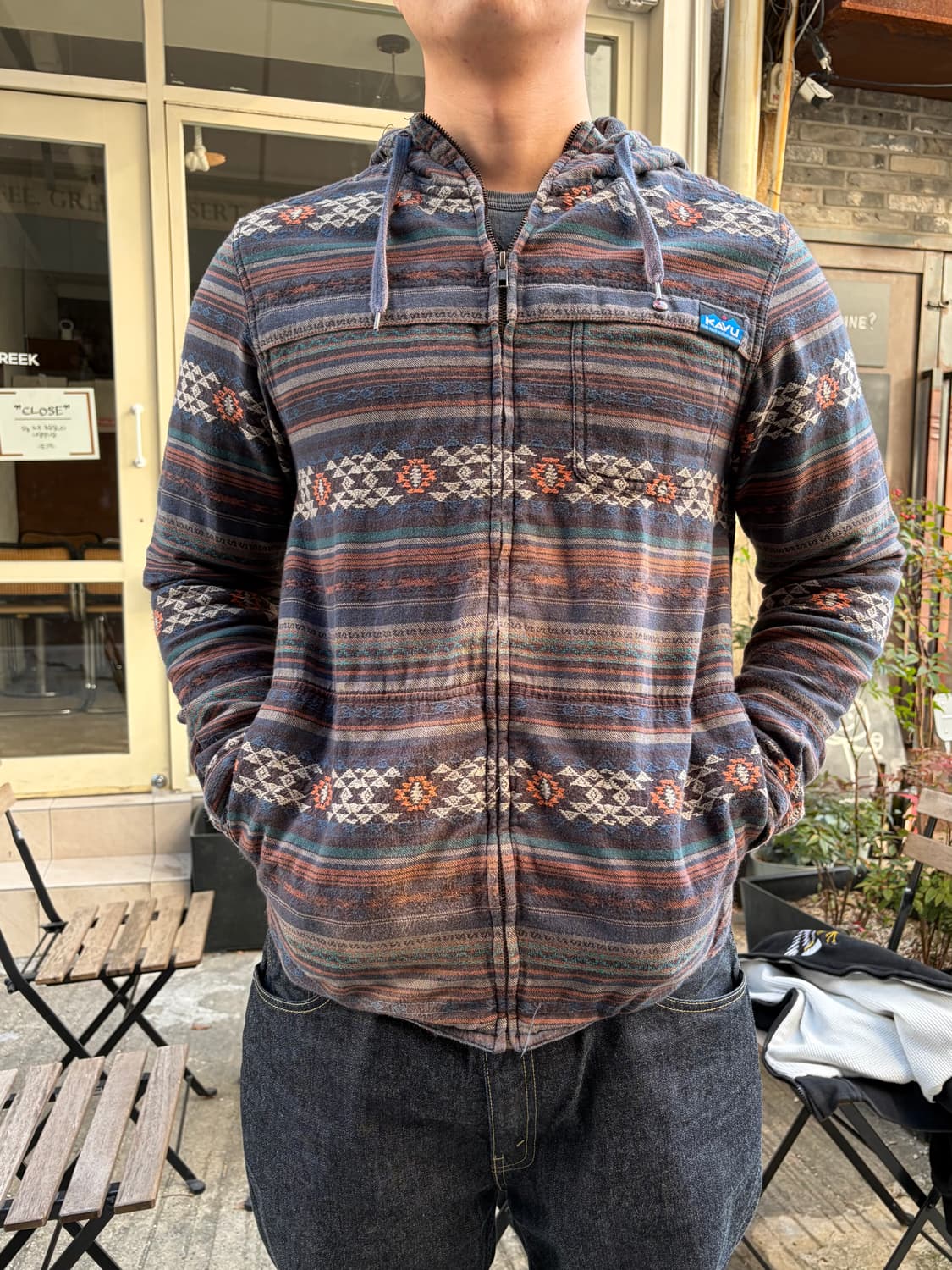 Kavu aztec pattern cotton hood zip-up 상품이미지3
