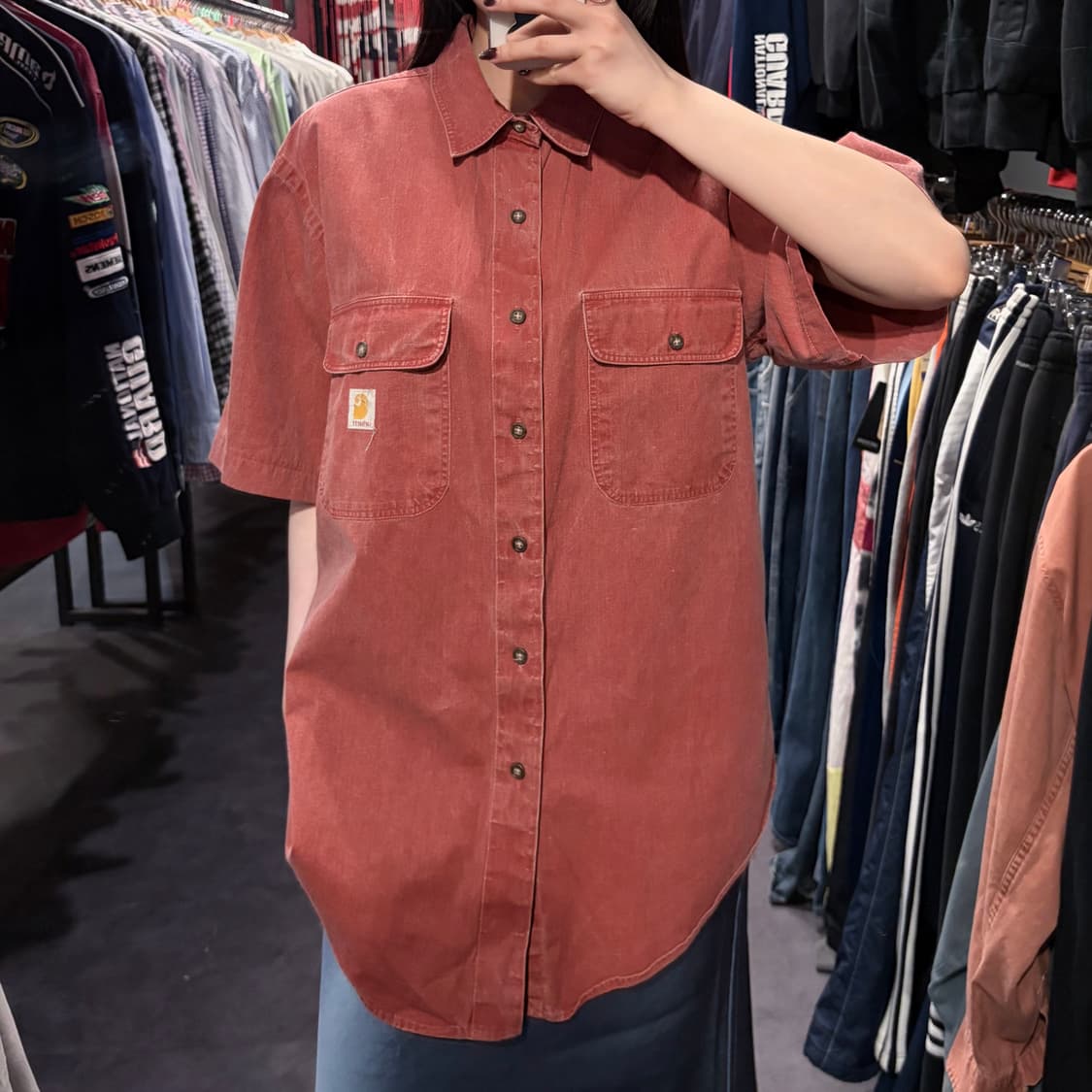 [IM] Carhartt 칼하트 데님 반팔 셔츠 레드 상품이미지2