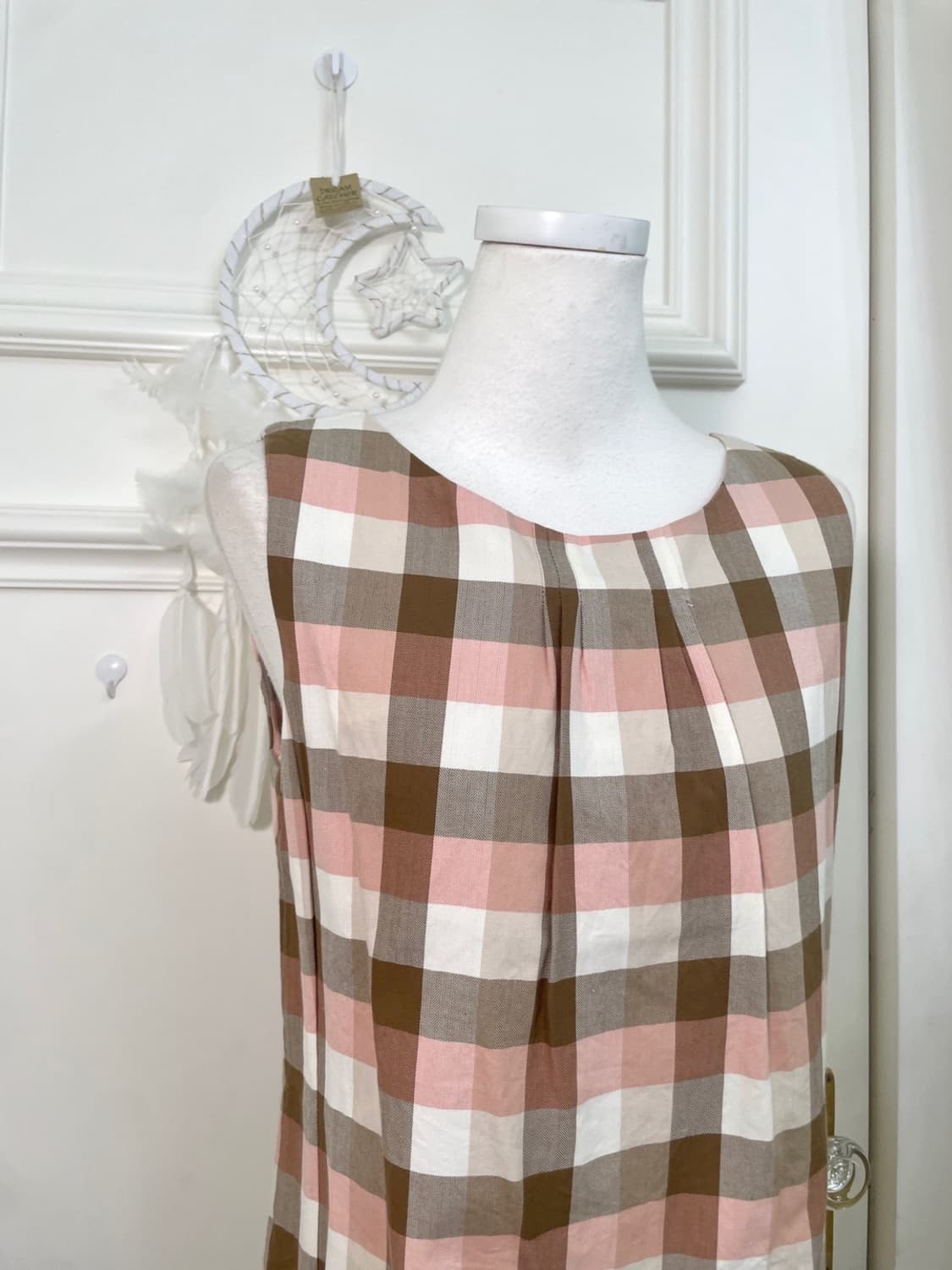 pink brown check cotton summer opc 상품이미지6