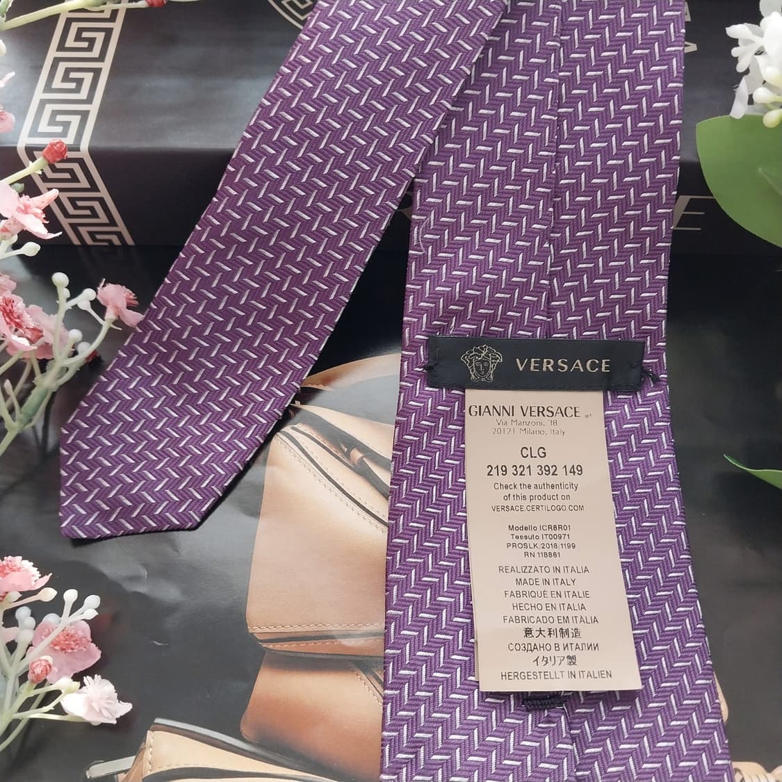 베르사체 실크 퍼플 자카드 넥타이 8.2cm A+등급 K1819
 상품이미지5