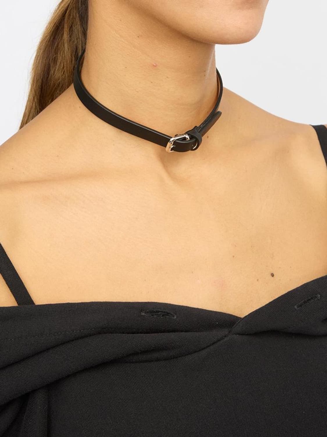 black leather buckle choker 상품이미지5