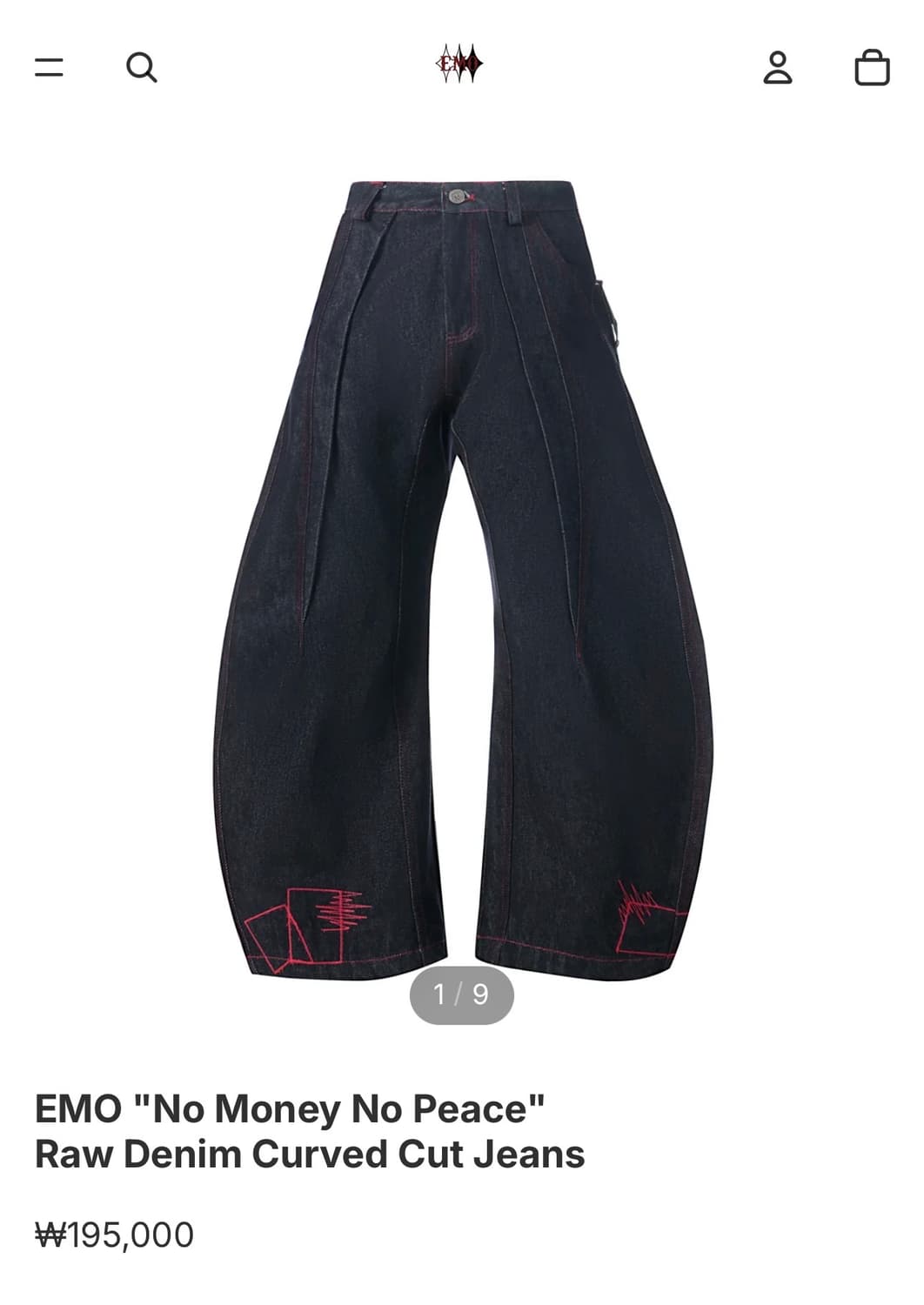 [새제품/L] emobrother 커브드 데님 상품이미지3