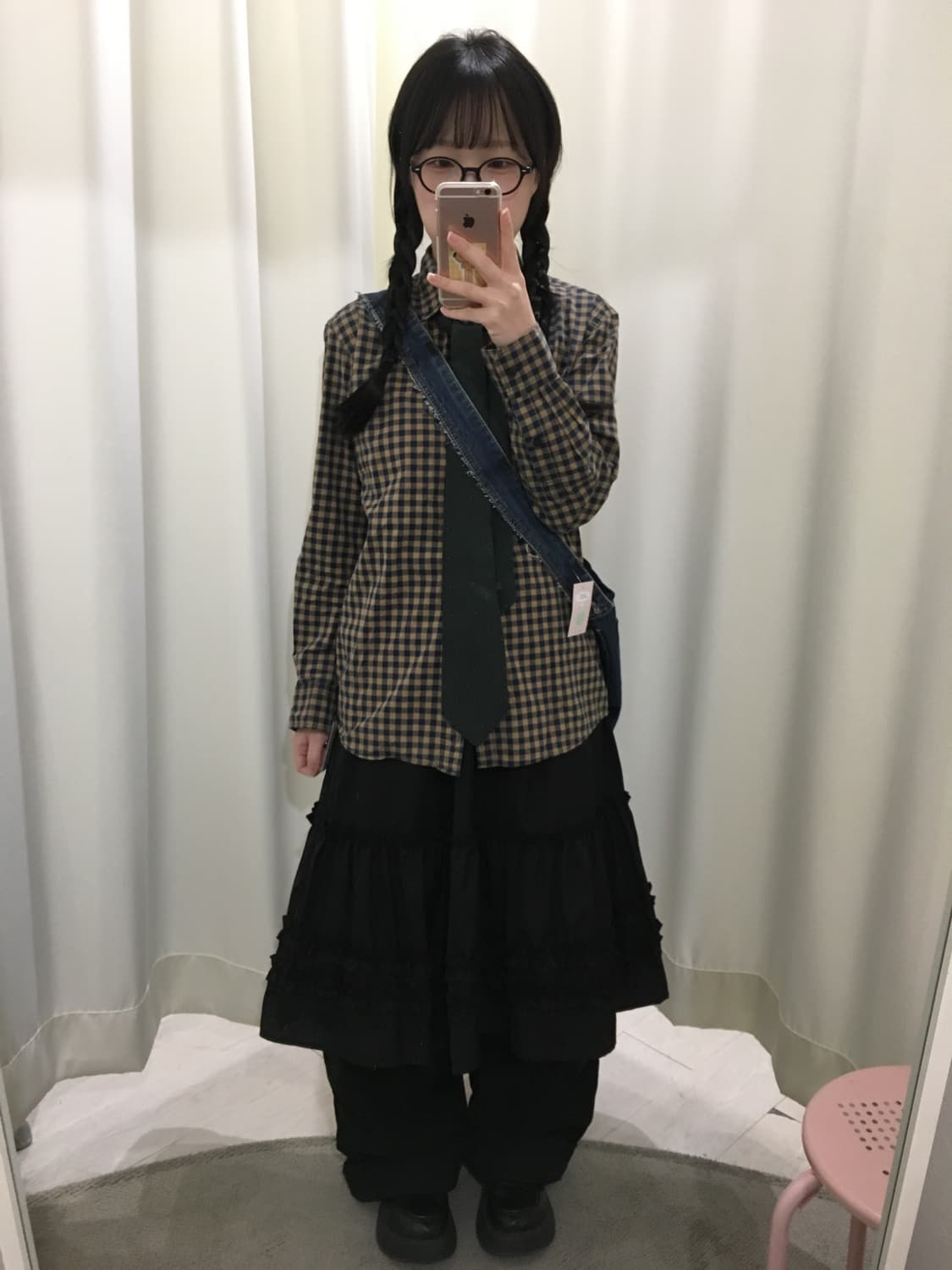 쿠키 브라운 체크 셔츠 상품이미지1