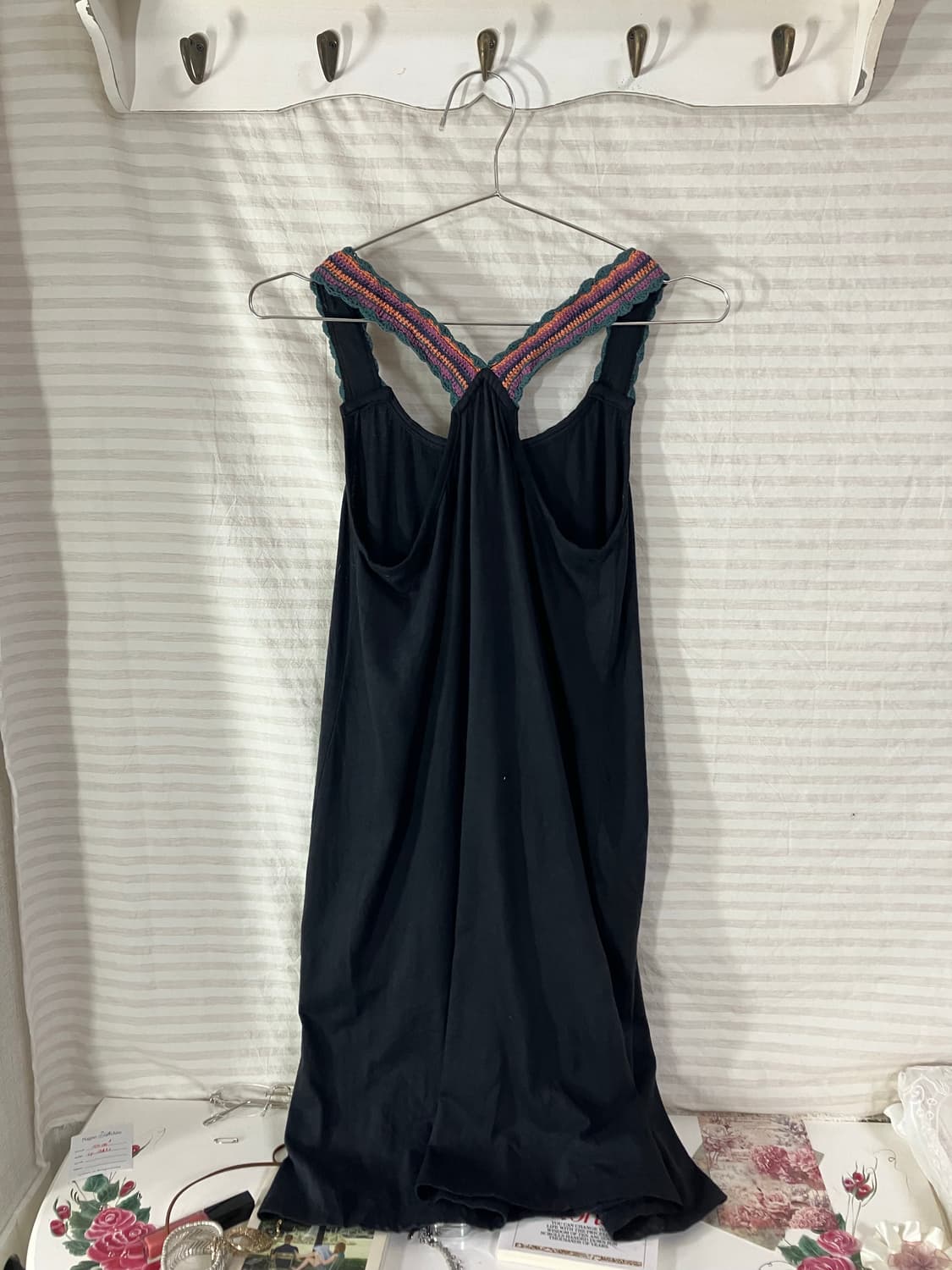 빈티지 하구미 블랙 자수 슬리브리스 1063 모리걸 y2k 스트릿 갸루  상품이미지2