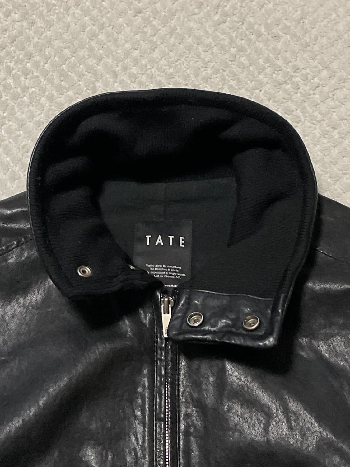 TATE 웨스턴 무드 램스킨 양가죽 하이넥 절개 레더 자켓 상품이미지6