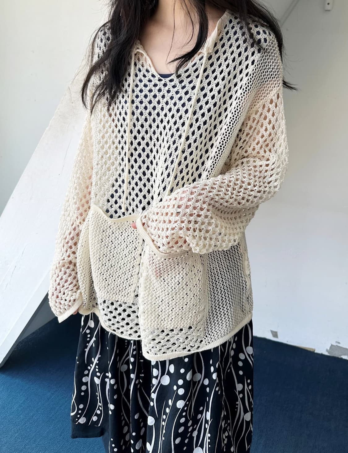 Loose gauge wide silhouette mesh knit 상품이미지8