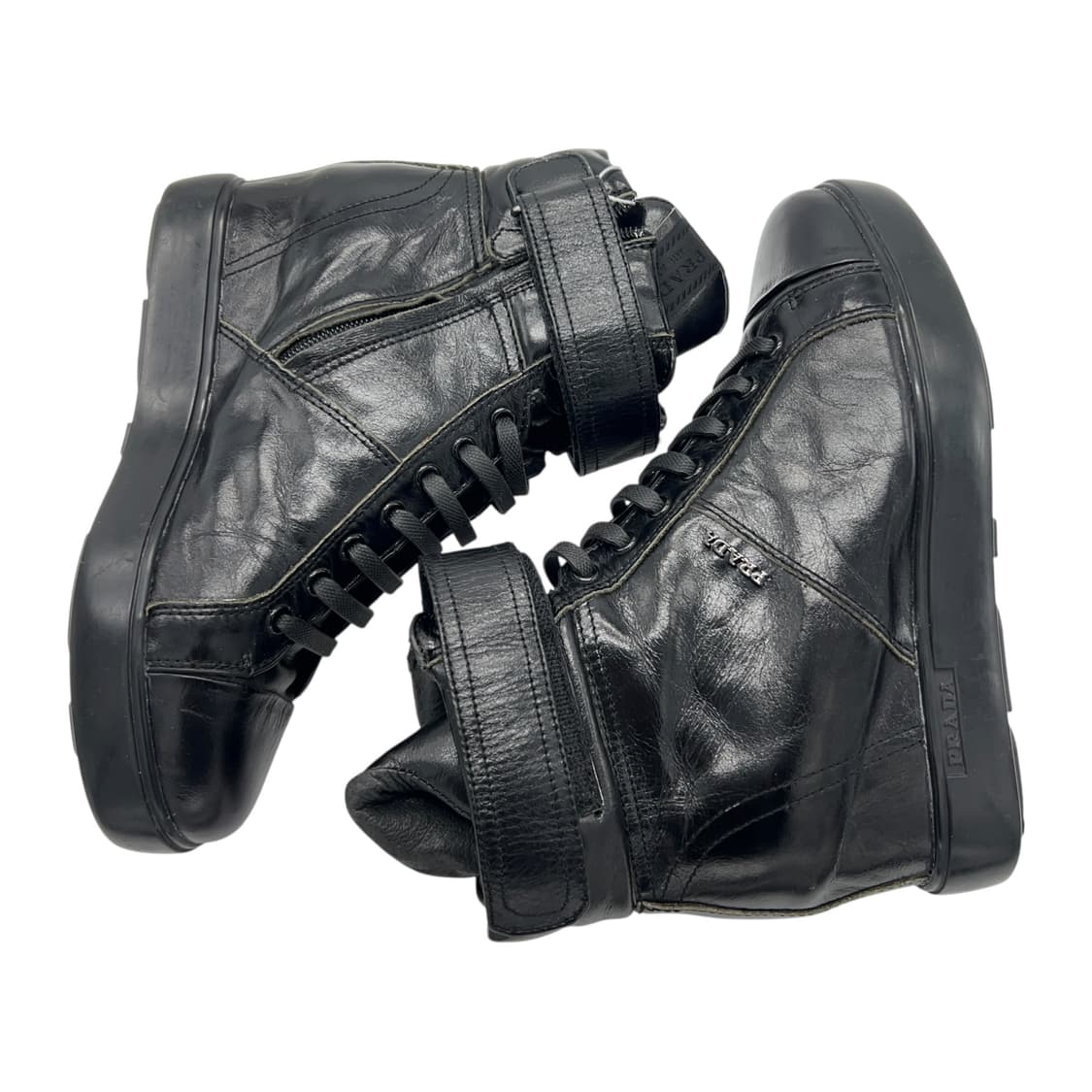 255 W 프라다 웨지힐 스니커즈 레더 블랙 (EU39) 상품이미지3