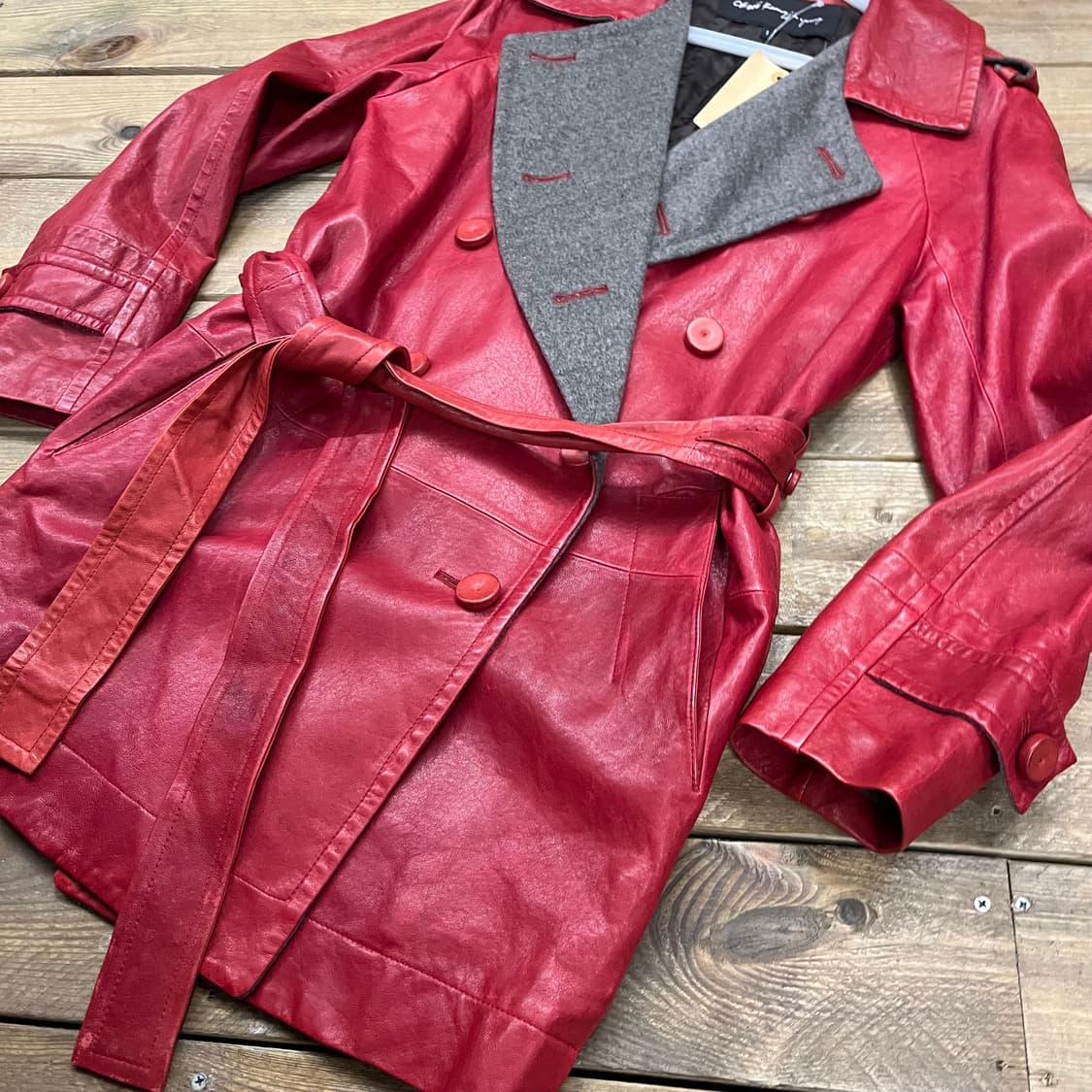 오브제 양가죽 울 배색 코트 자켓 상품이미지3