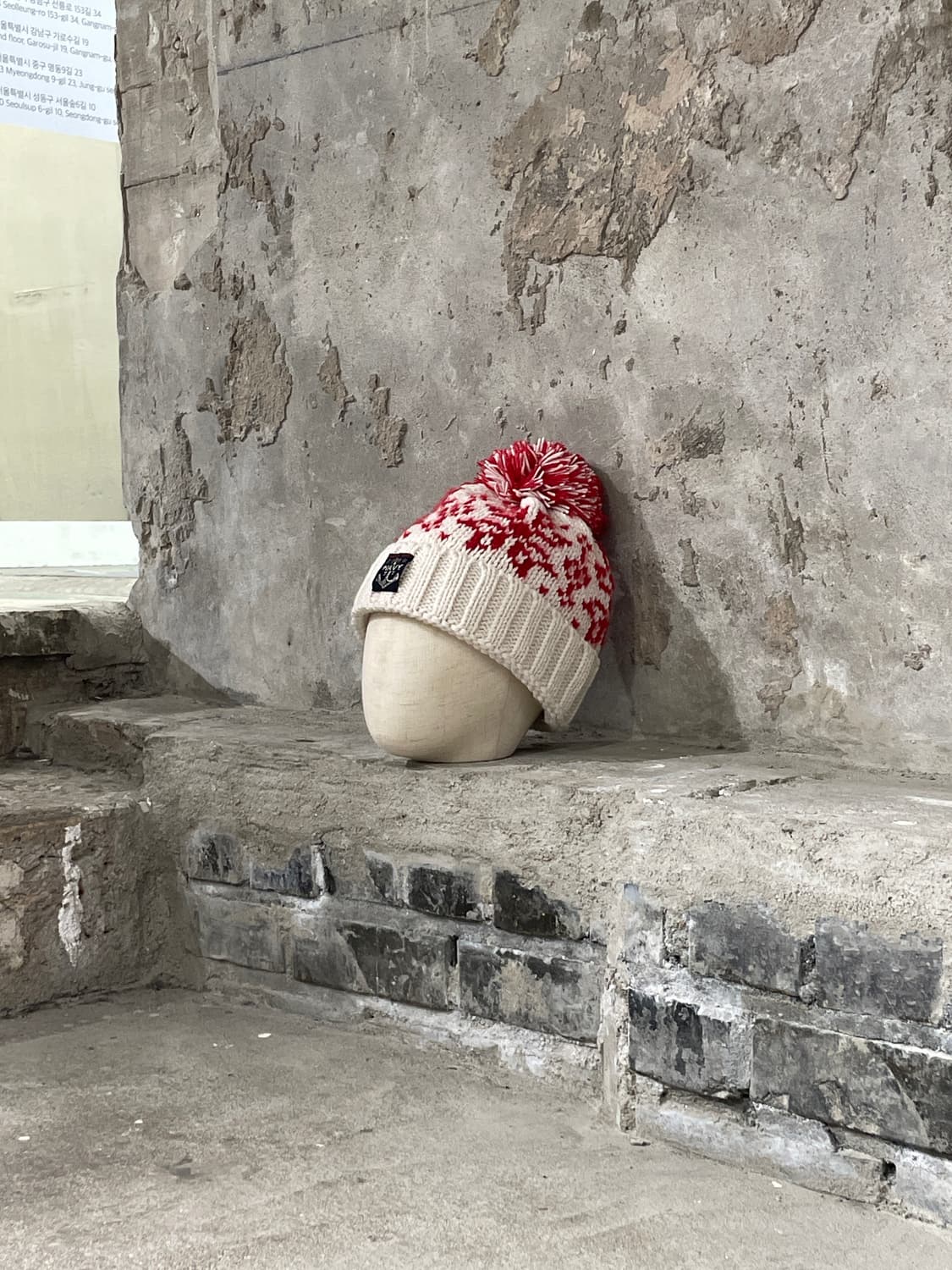 캐피탈 화이트 3G 스노우 패턴 울 니트 캡 상품이미지3