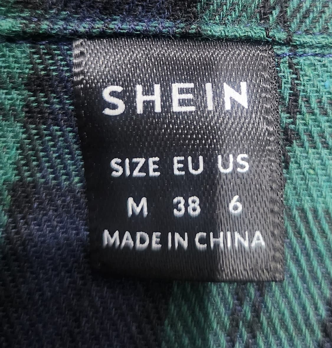 SHEIN 배색 체크 셔츠 M (크게나옴) (104-107) 상품이미지4