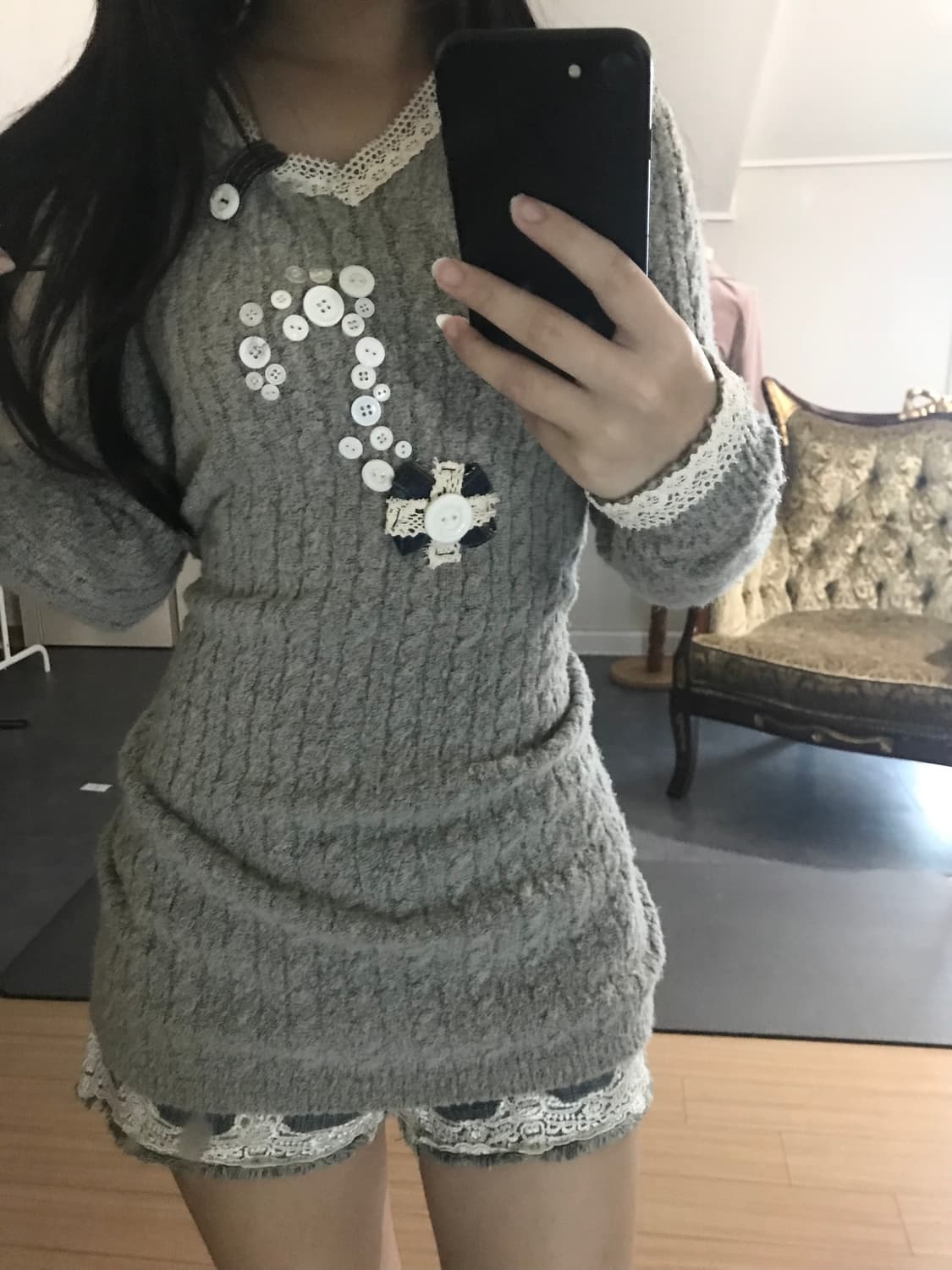Musical Note Button Knit Dress 상품이미지1