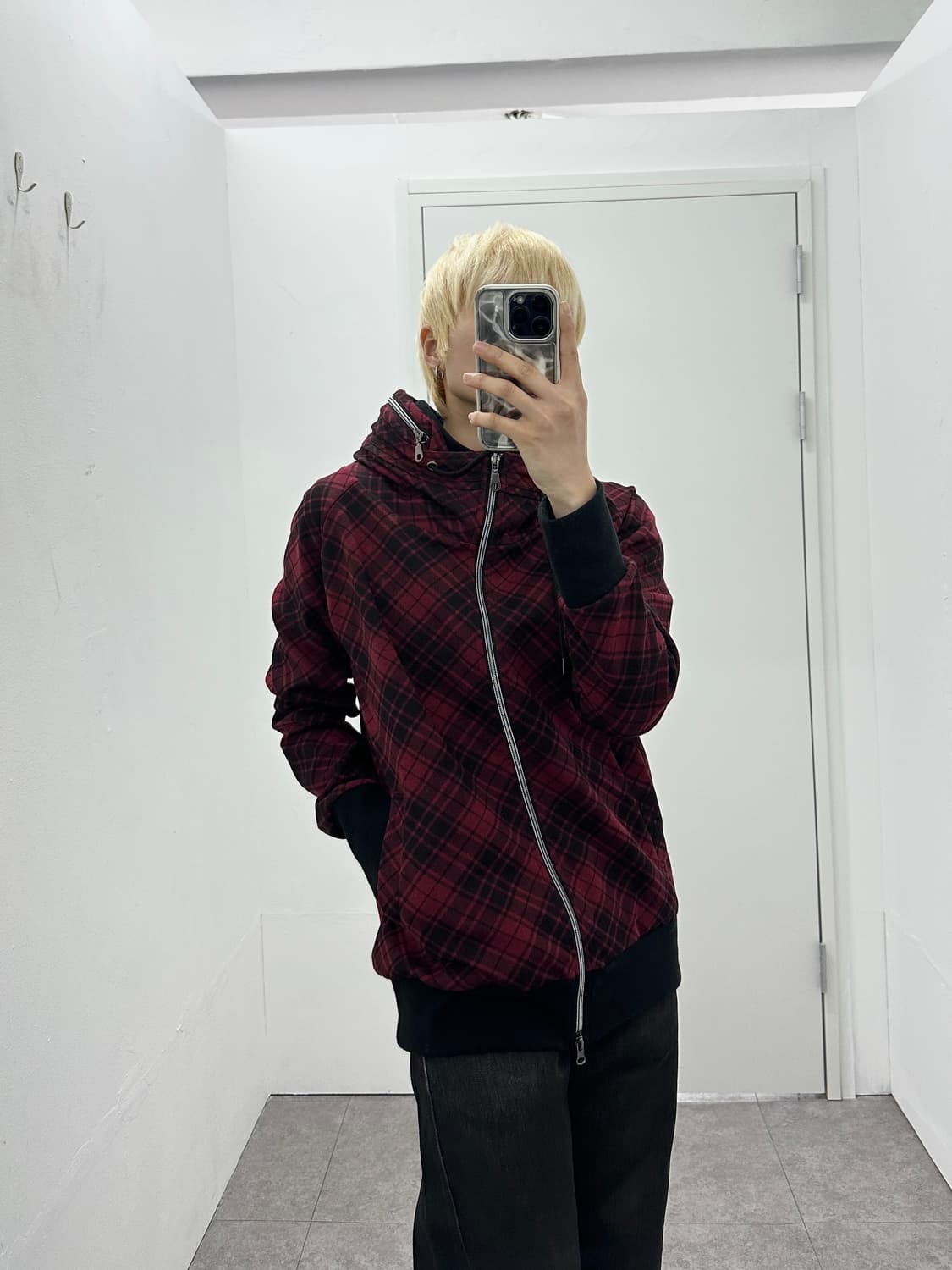 Plus 0ne Bono Check High Neck 2way Zip U 상품이미지3