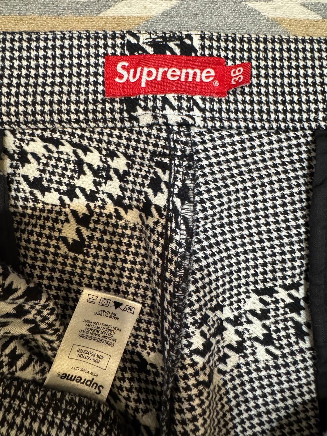 [36] 슈프림 워크팬츠 블랙 하운드 투스 상품이미지3