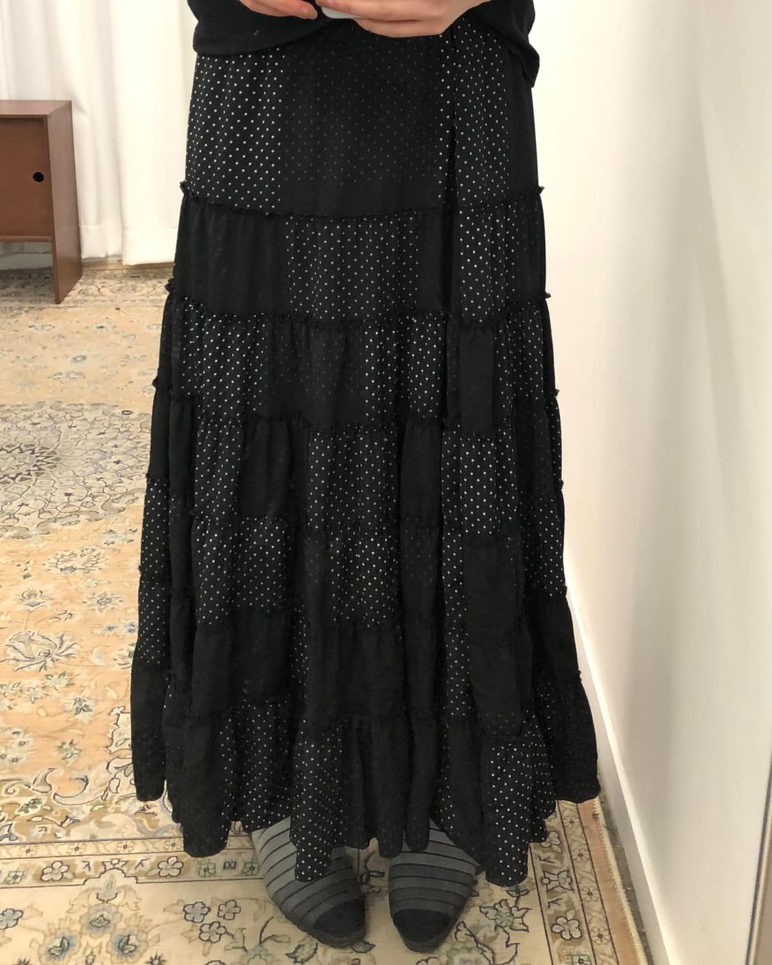도트 레이스 롱 스커트 상품이미지2