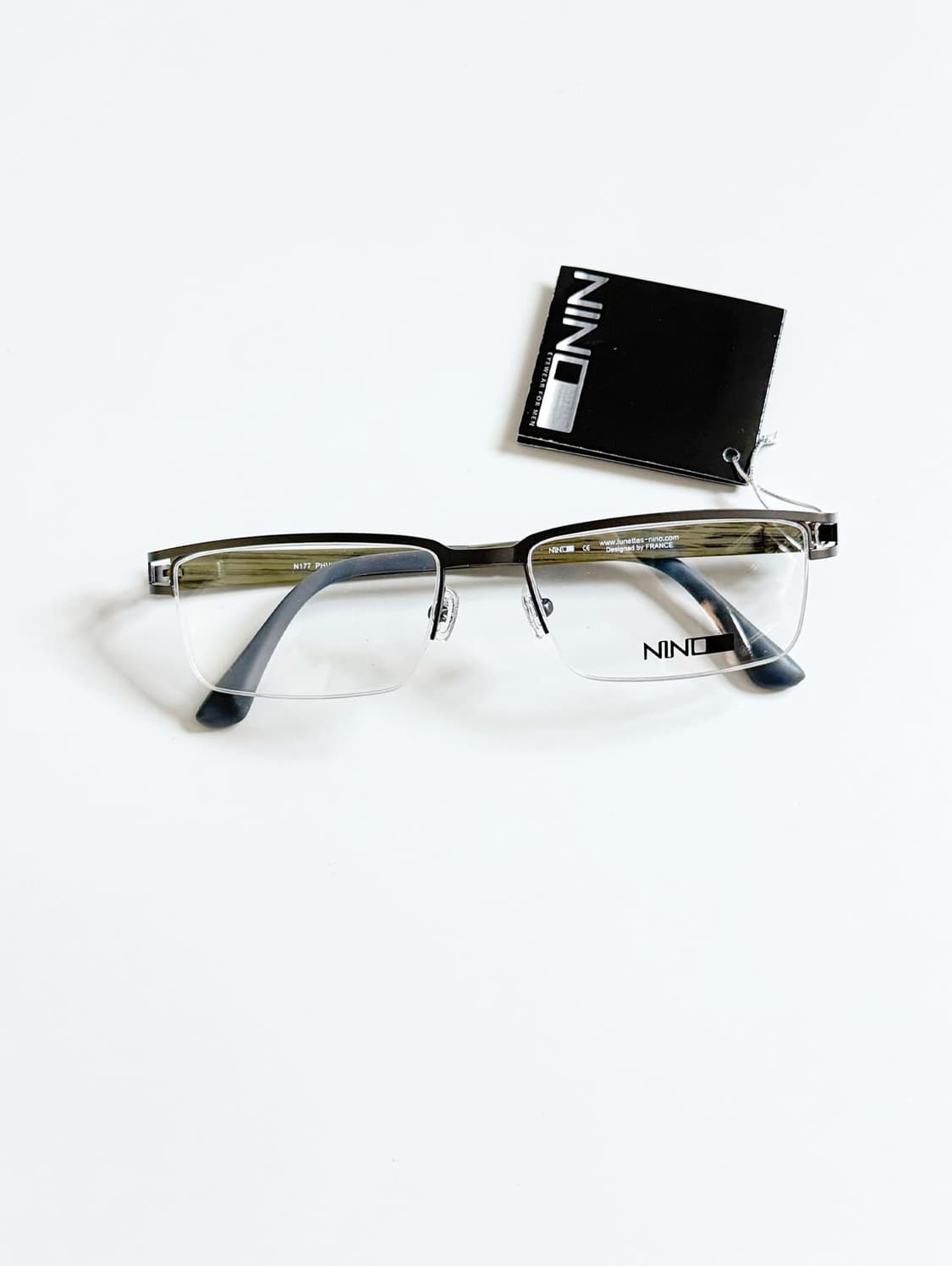 프랑스제 NINO EYEWEAR 반무테 메탈 스퀘어 빈티지 안경 상품이미지2