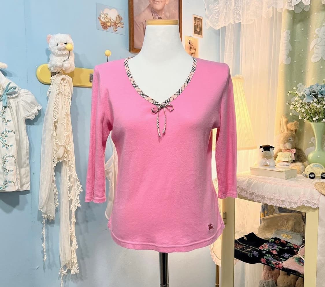 Burberry 버버리 핑크 7부티셔츠 상품이미지1