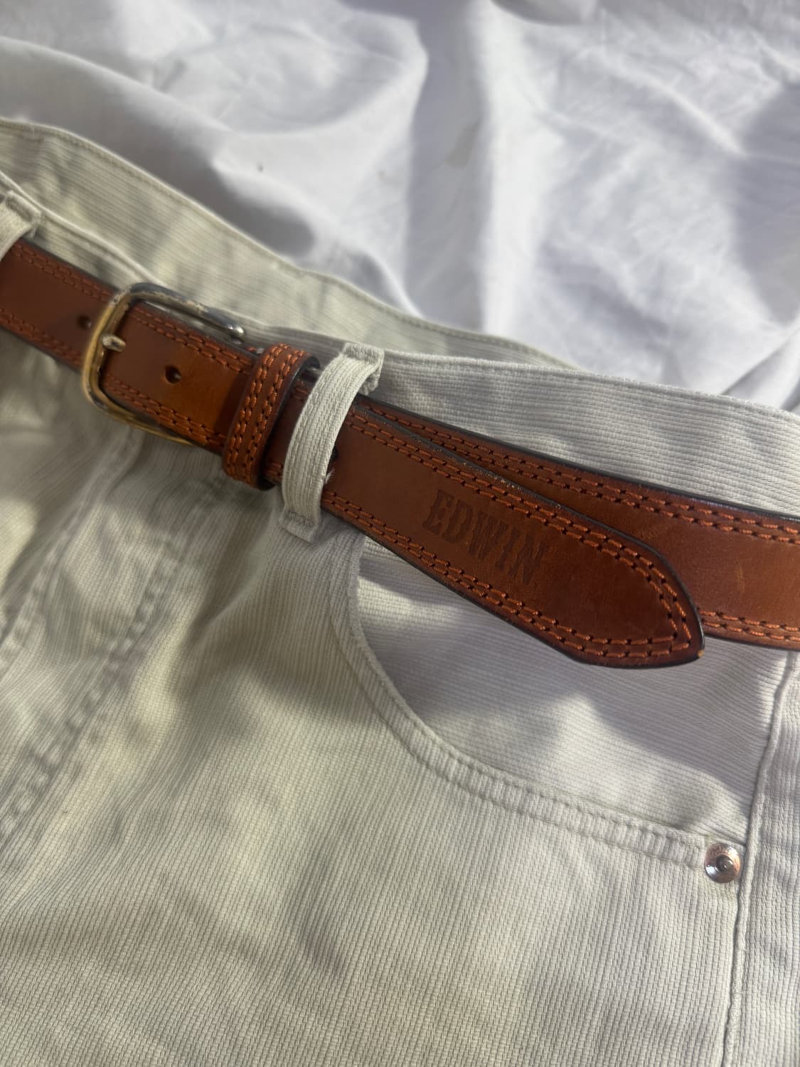 에드윈 스티치 레더 벨트 italy 상품이미지3