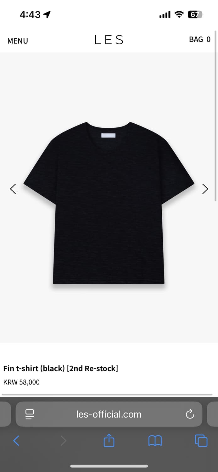 Les fin t shirts black 2 size 상품이미지1