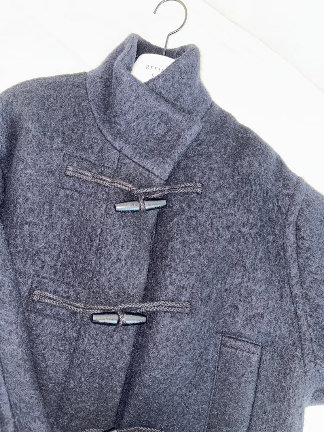 Hairy wool duffle half coat _ dark navy 상품이미지3