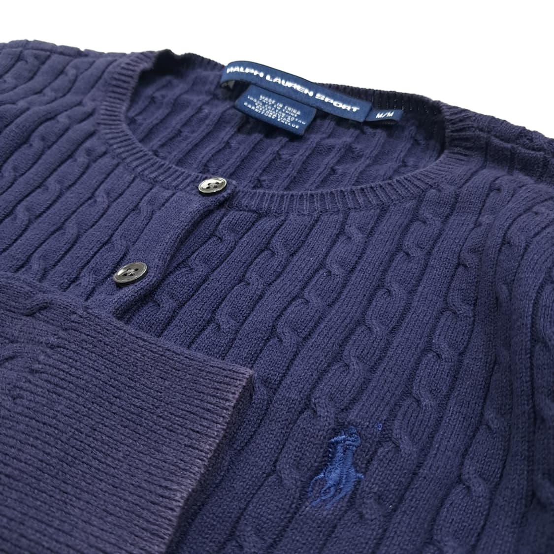 CL428 M 폴로 00s 코튼 케이블 네이비 가디건 니트 스웨터 상품이미지4
