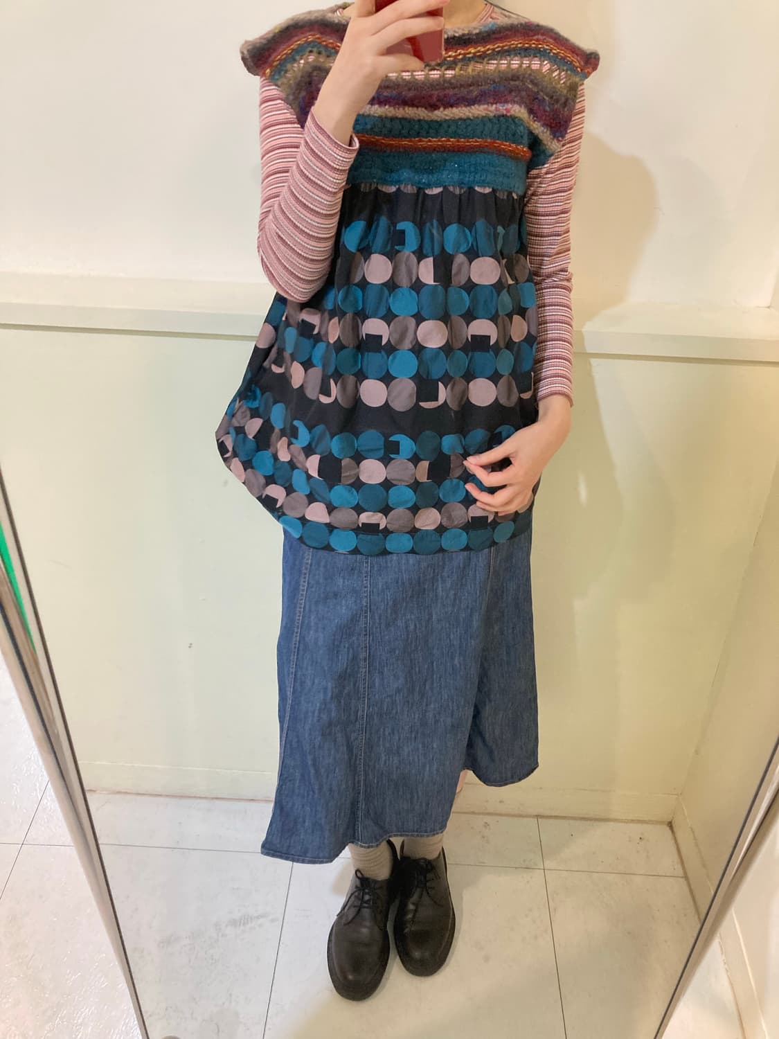 울 뜨개패턴 에스닉 도트 모리걸 니트 상품이미지8