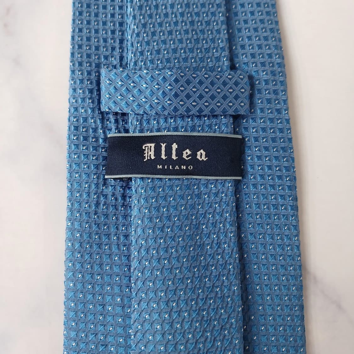 알테아 실크 블루 격자 자카드 넥타이 8cm B등급 E1356 상품이미지6