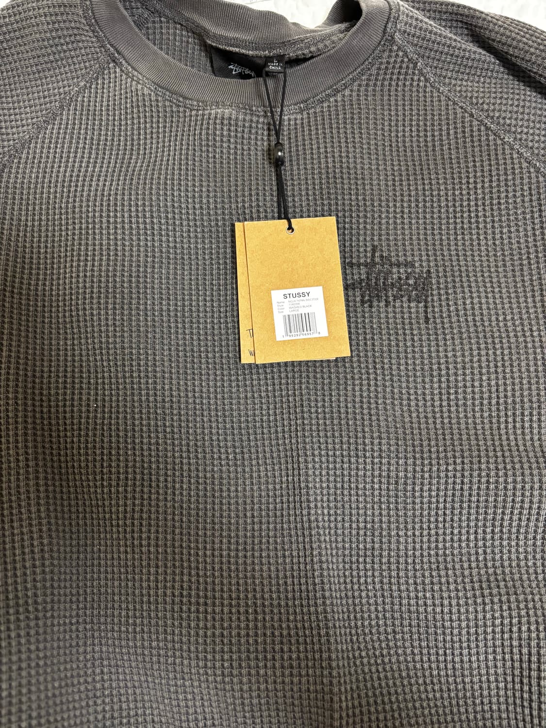 (새상품) 스투시 래글런 써멀 롱슬리브 워시드 블랙 L 상품이미지3