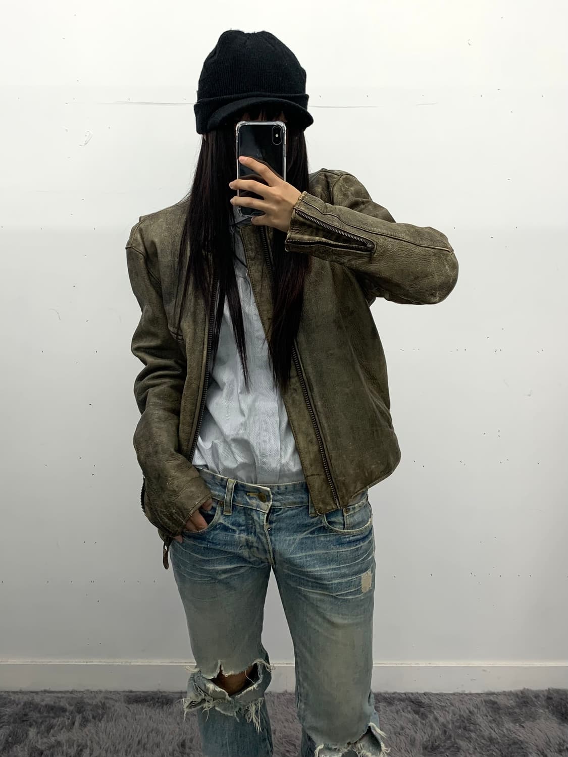 오리지널 크랙 레더 자켓 상품이미지1
