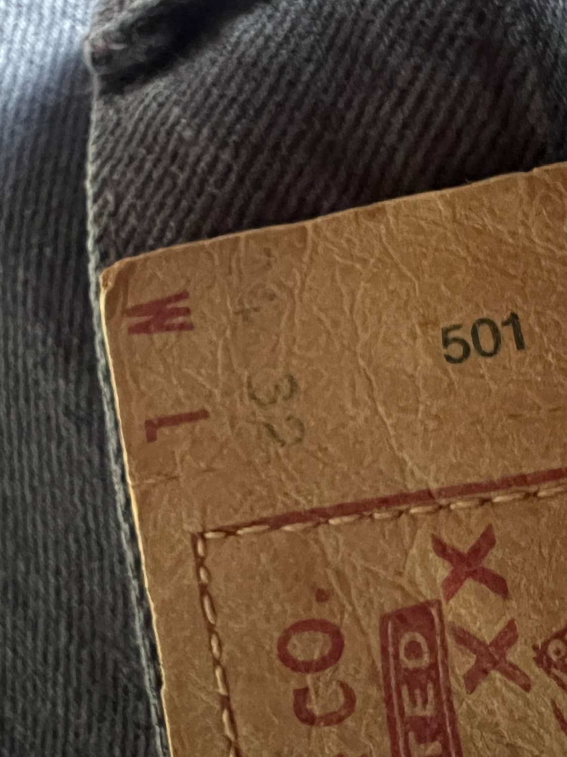 리바이스501 화이트 오크콘 데님 퍼플 셀비지 진 스트레이트핏 34*32 상품이미지2