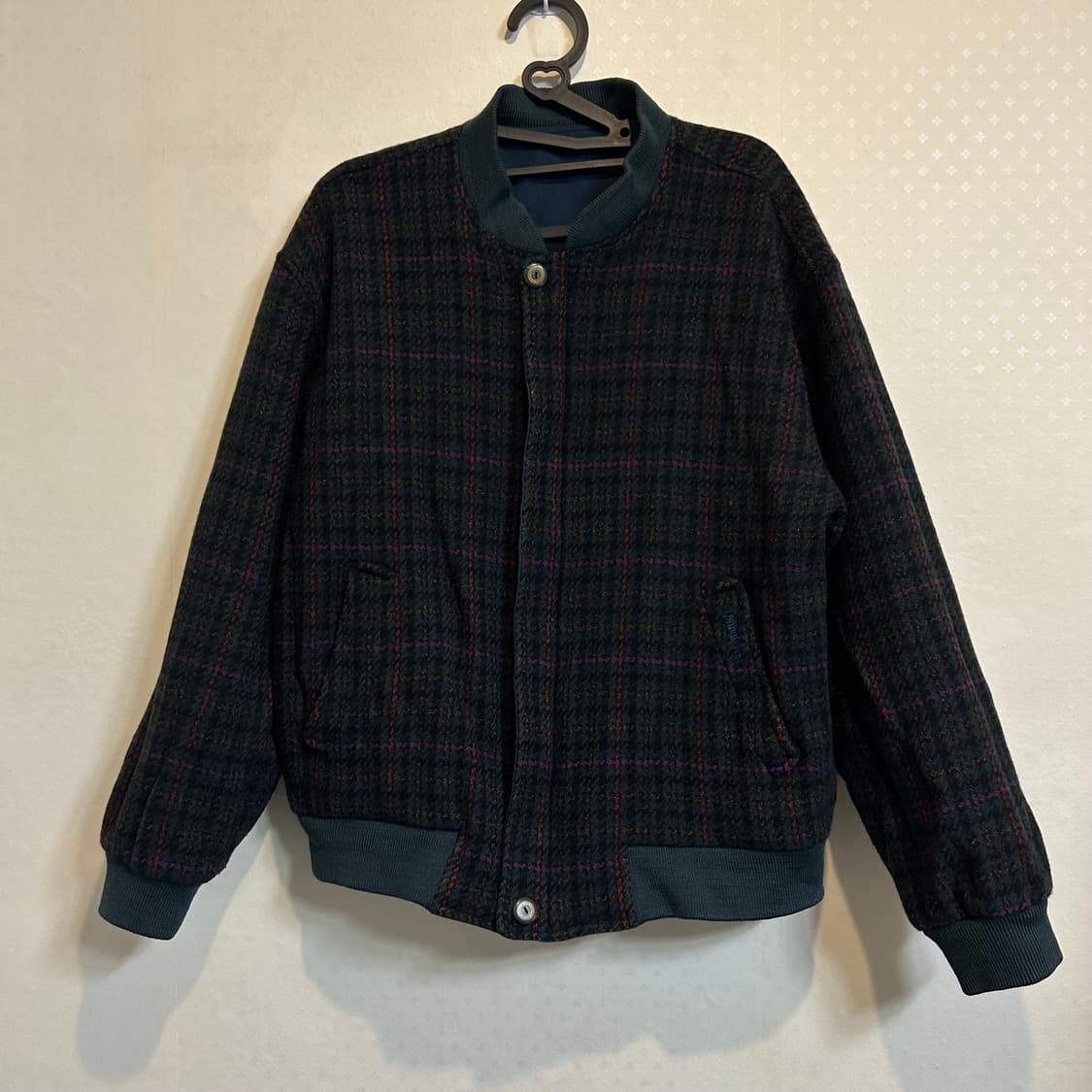 런던포그 리버시블 스웨이드 울 체크 블루종 자켓 점퍼 100 L  상품이미지8