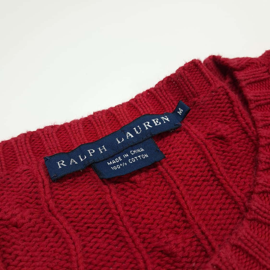 CN827W M 폴로 랄프로렌 레드 라운드 케이블 긴팔 니트 스웨터 상품이미지4