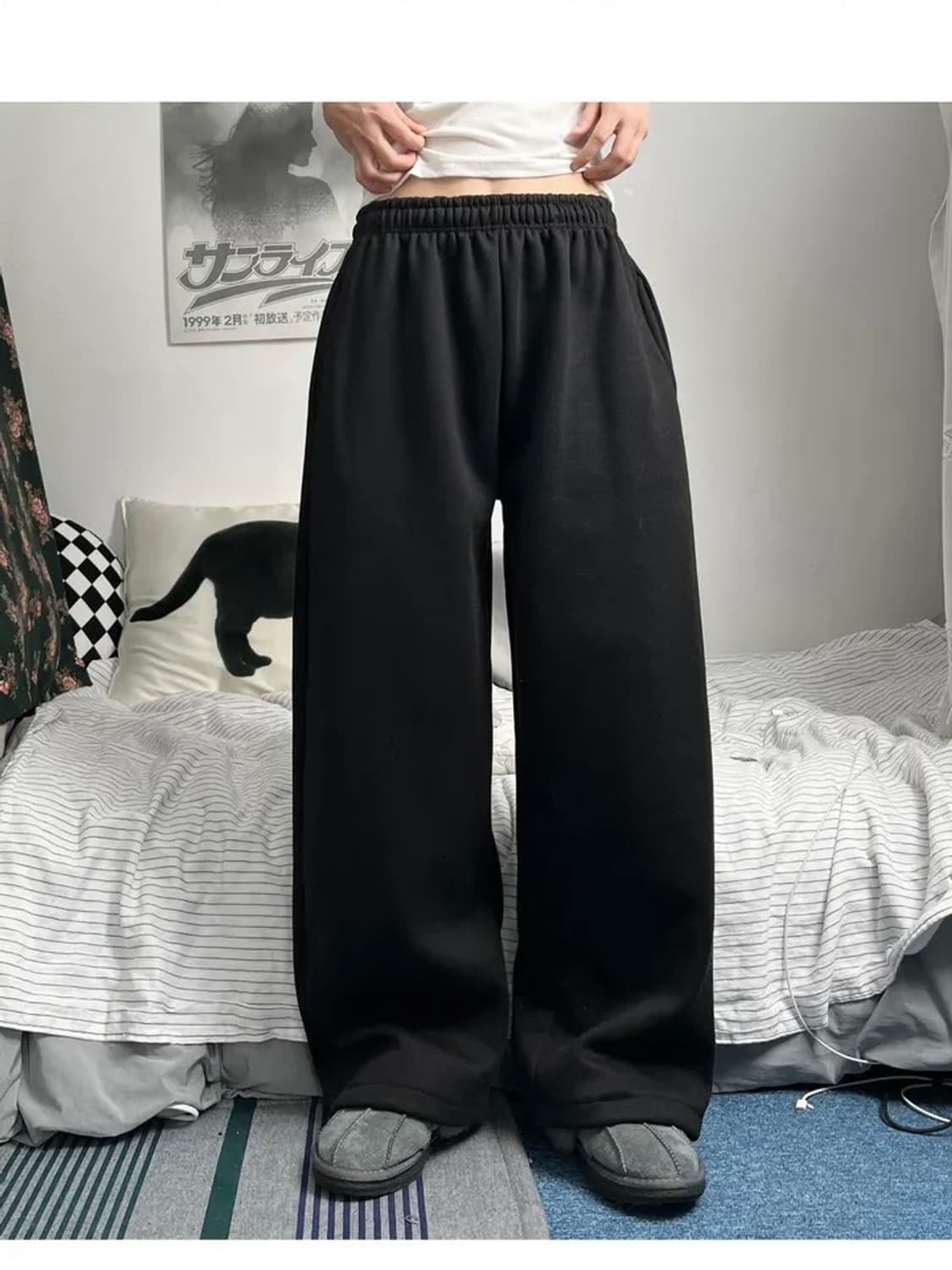 오피엠(OPM) 벌룬 와이드 스웻팬츠 블랙 색상 XL 상품이미지5