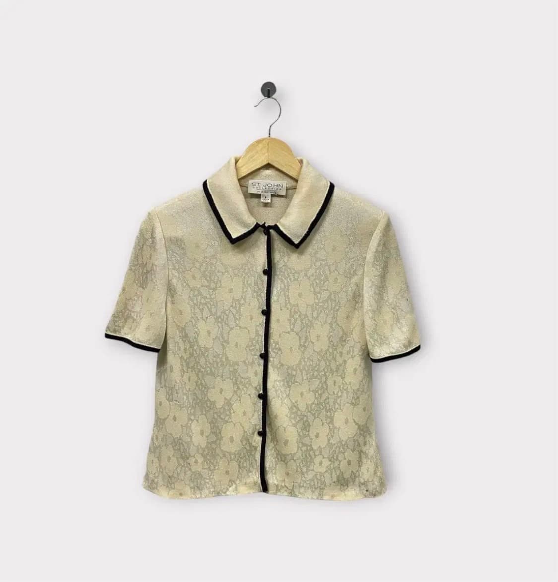 세인트존 St. John 아이보리색 레이스 엔틱 가디건 S 상품이미지1