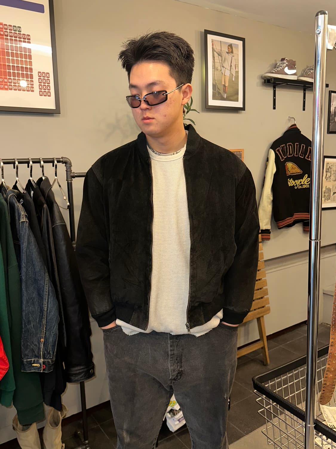 90’s Heavy pig-leather suede bomber 상품이미지2