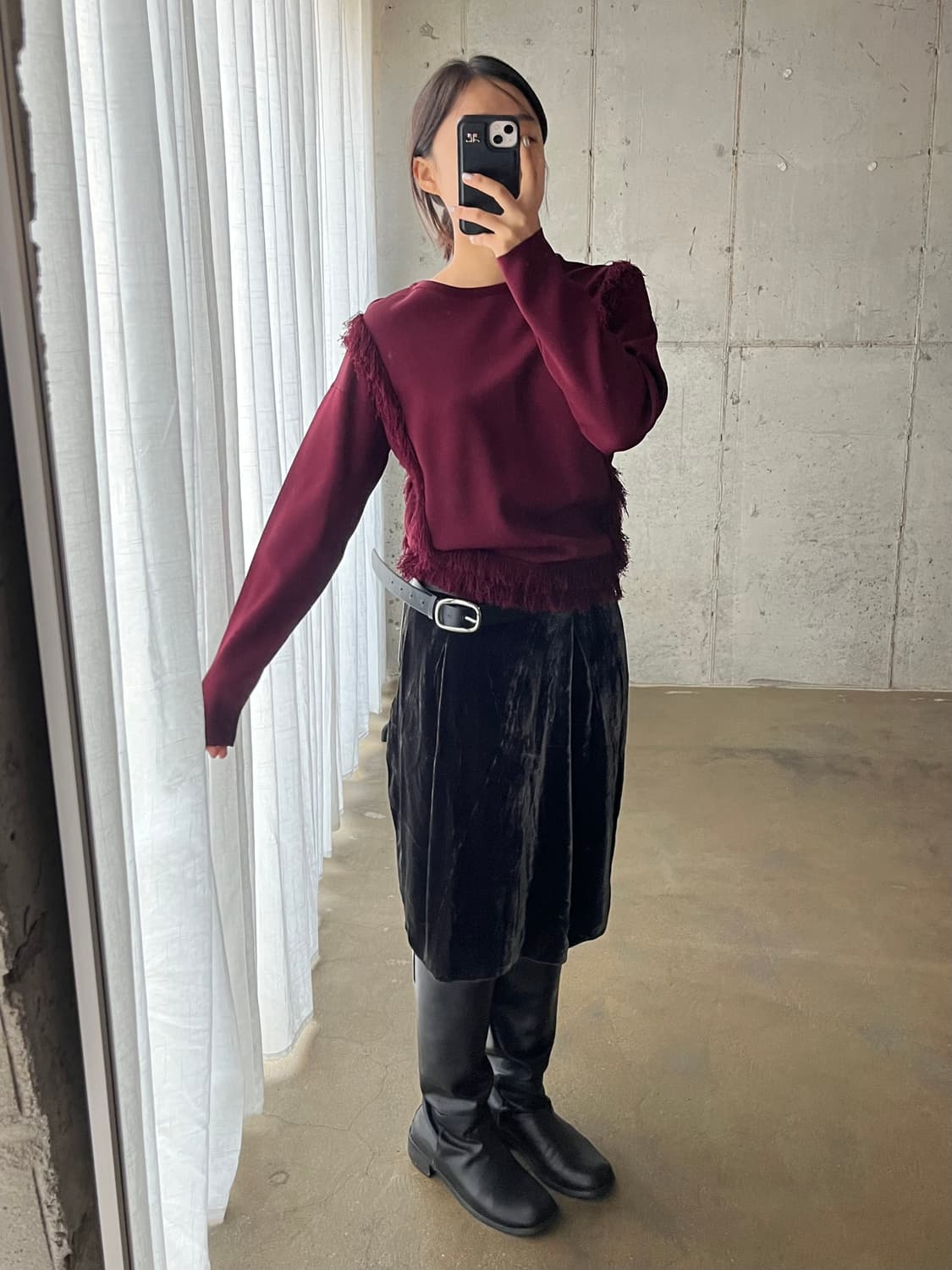 프린지 롱슬리브 버건디 상품이미지2