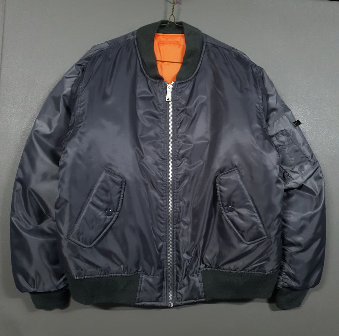 실측 XL) 로스코 리버서블 양면 MA-1 항공점퍼 자켓 건메탈 오렌지 상품이미지1