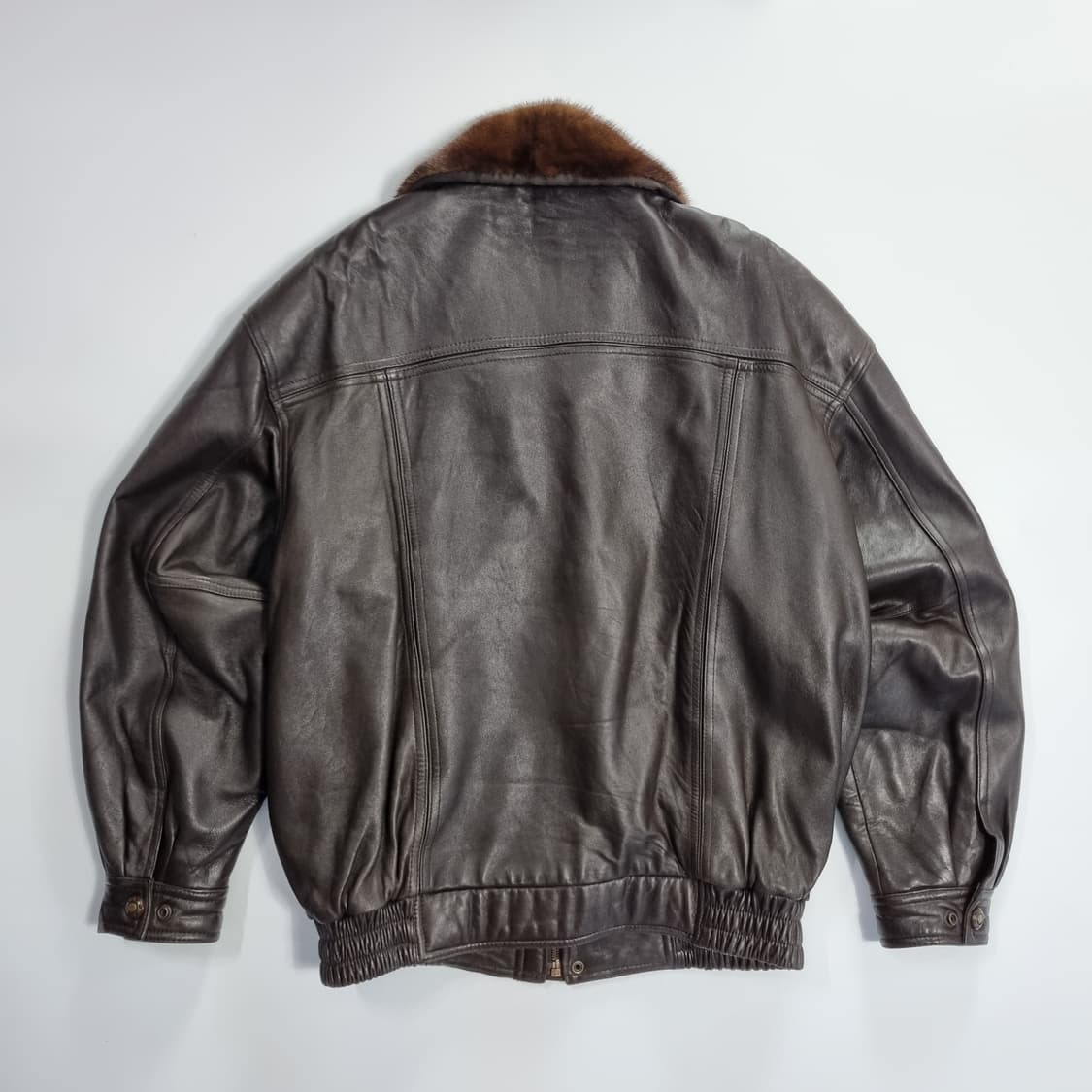 스파지오 브라운 레더자켓 퍼탈부착 상품이미지2