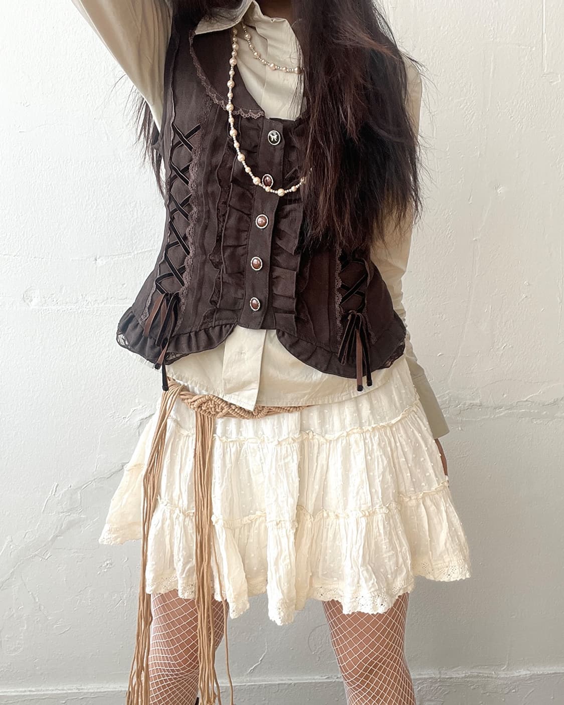 Ivory lace frill skirt 상품이미지2