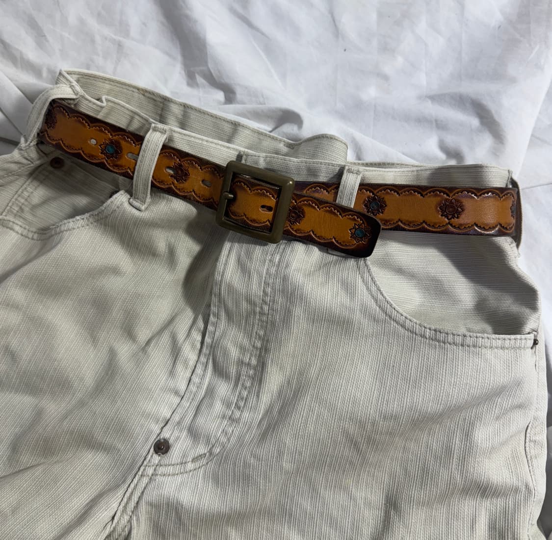 빈티지 플로럴 웨스턴 레더 벨트 상품이미지2