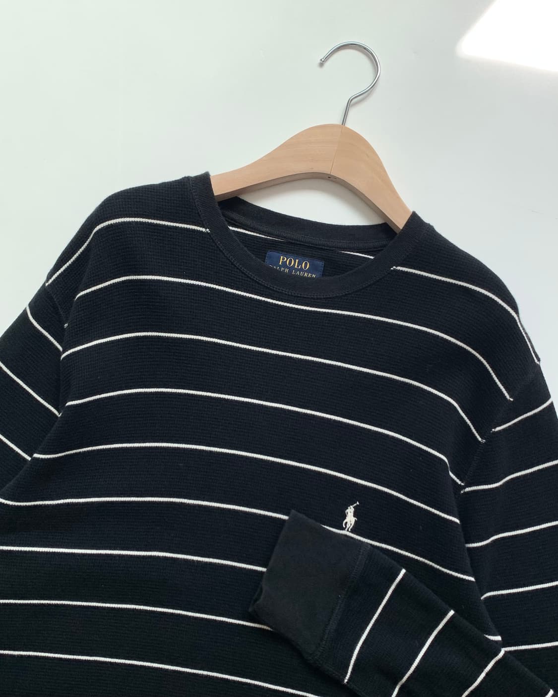 Polo 폴로 랄프로렌 블랙 단가라 와플 롱슬리브 상품이미지3