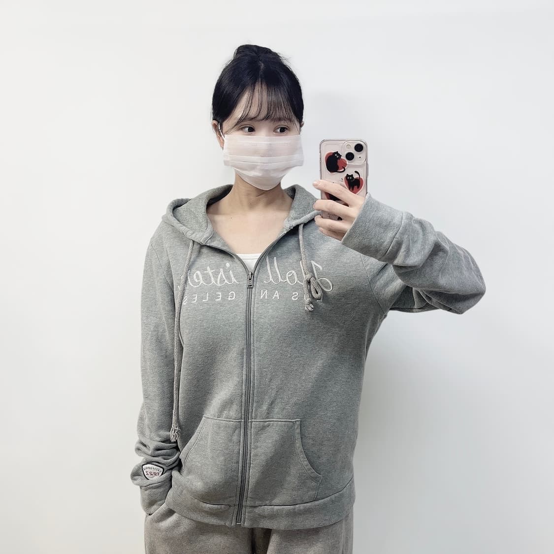 홀리스터 스펠 로고 후드집업 그레이 상품이미지1